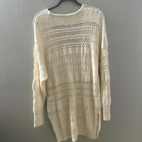 Free People Women's Hot Tropics Pullover Sweater Crochet Ivory Size Large - Picture 5 of 10